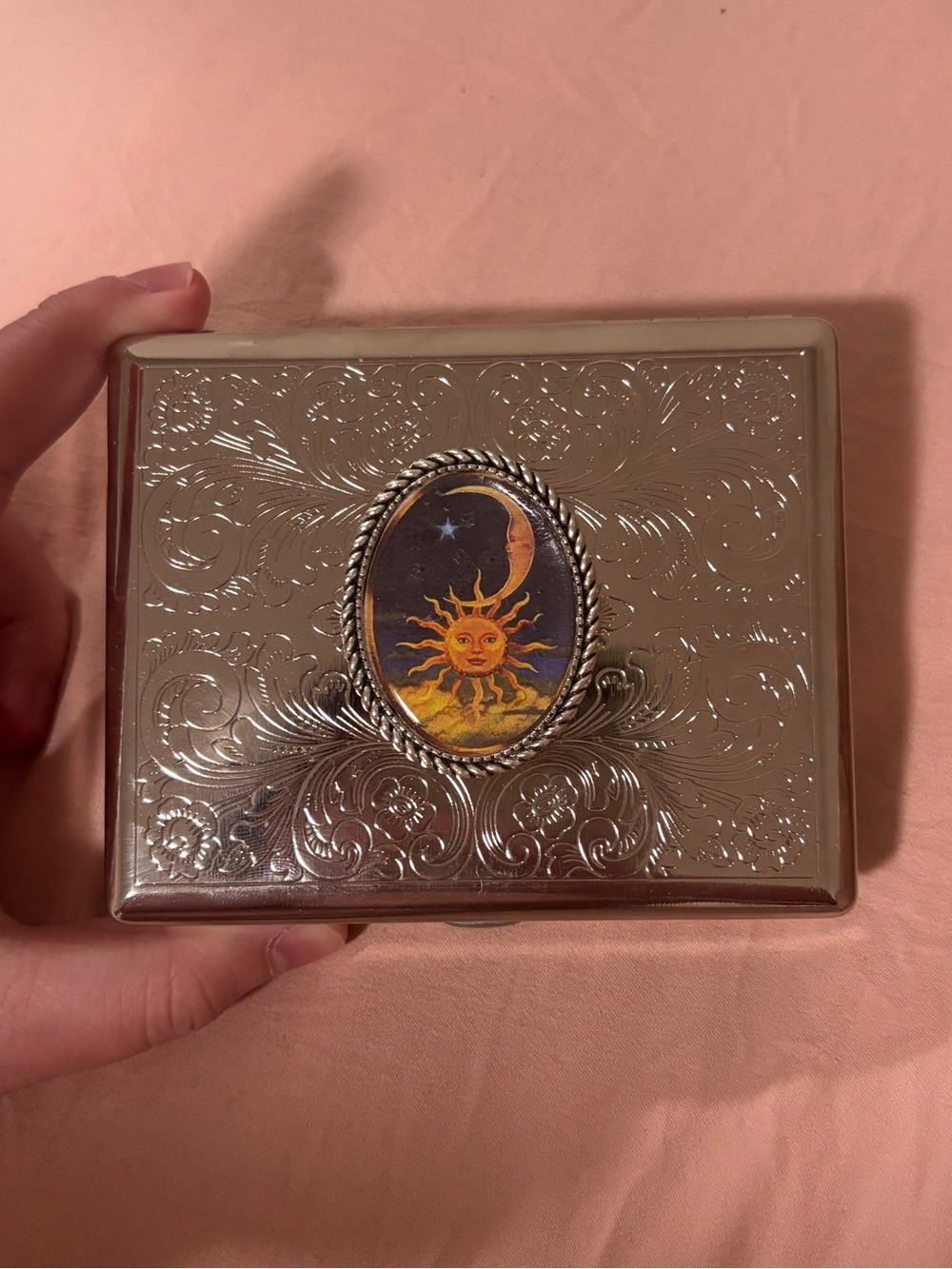 Sun & Moon Embellished Silver Case